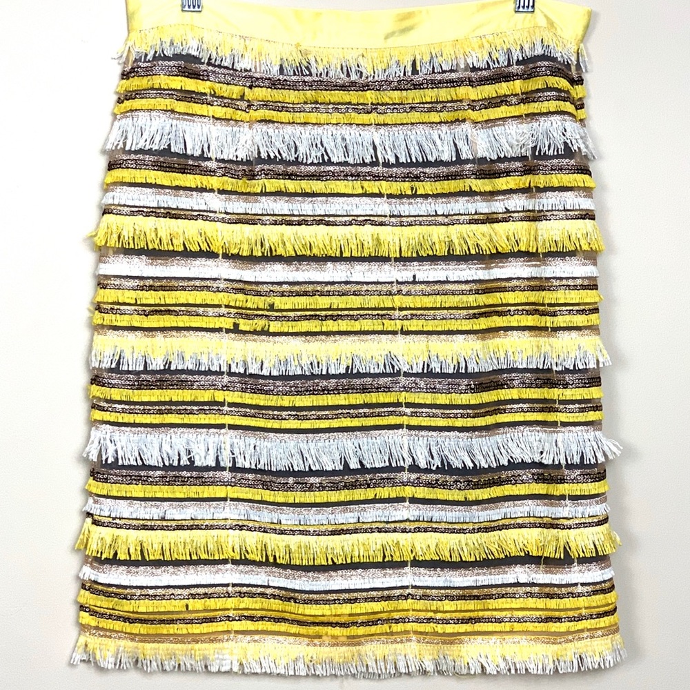 Vintage Yellow, Gold & White Fringe Skirt / Size 8